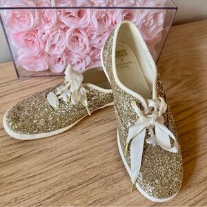 Keds x Kate Spade NY Gold Glitter Sneakers size 8.5 med width.
